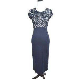 NWT Monsoon Isla Lace Bodice Cocktail Party Navy Blue Womens Dress Size 4